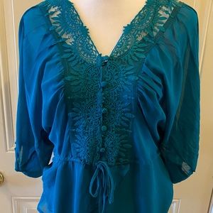 Daniel Rainn Sheer Embroidered Top w/ Matching Camisole